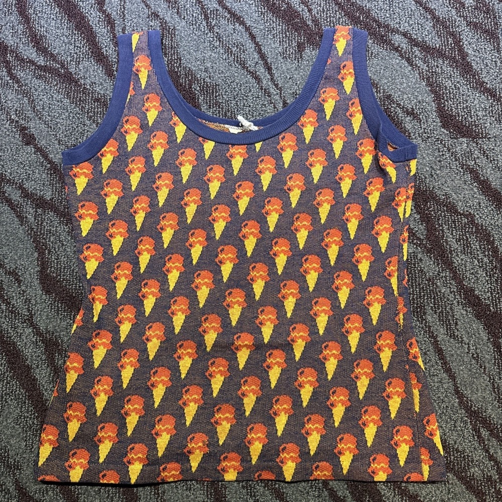 Vintage Size Medium? Ice Cream Print Tank Top Vest Parlor Funky 17" PTP
